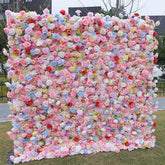 Aperturee - Aperturee Luxury Pink Blue Flower Fabric Wall Wedding Decoration